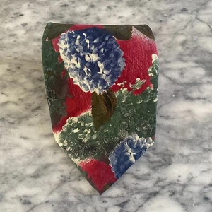 Structure Men's 100% Italian Silk Hydrangea Floral Burgundy Necktie~3.75" J39 - Picture 1 of 6