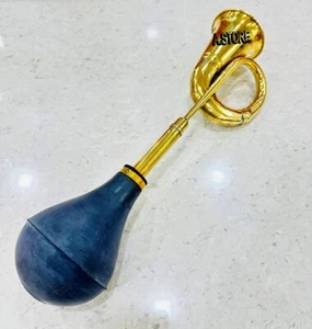 Vintage Brass Bugle Horn Retro Clown Horn Metal Air Horn with Squeeze Bulb - Picture 1 of 13