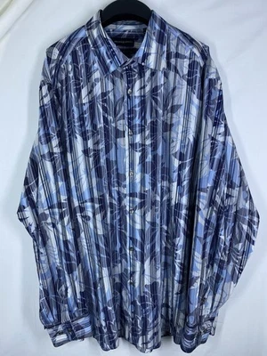 Jhane Barnes Shirt Mens 2XL Blue Floral Viscose Blend Button Up Long Sleeve VTG - Image 1 of 4