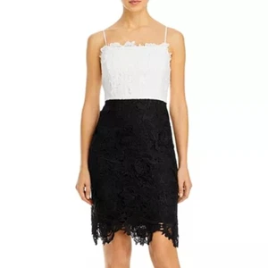 NEW Milly 3D Floral Lace Sheath Mini Dress Black and White Size 8 - Picture 1 of 7