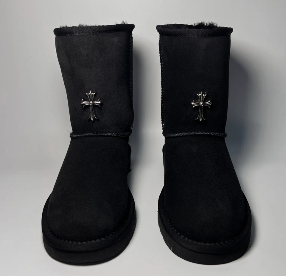Camel colored Uggs with Chrome Heart inspired hardware accessories - Image 1 of 4