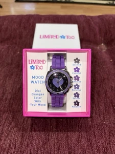 Reloj LIMITED TOO esfera corazón cambia color estado de ánimo púrpura correa de goma nuevo en caja - Imagen 1 de 6