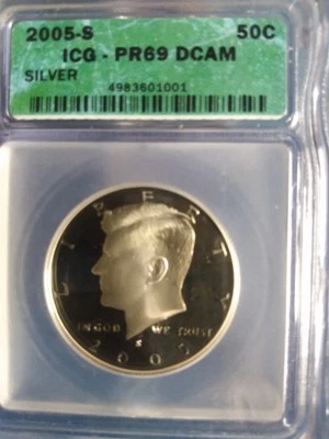 2005 S Silver Kennedy Half Dollar Graded PR69 By ICG - Image 1 of 3