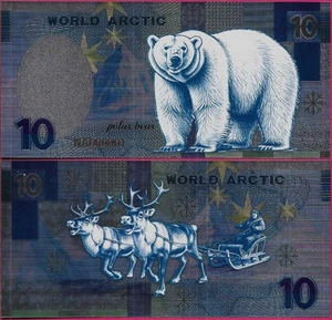 ARCTIC WORLD 10 ARCTIC NO DATE BU,ARCTIC POLAR BEAR,FANTASY NOTE,THE POLAR BEAR - Foto 1 di 1