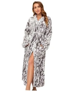 Womens Bathrobe Ladies Fleece Plush Warm Long Robes Fleece Nightgown Sleepwear - Picture 1 of 7