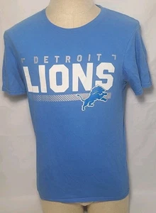 Detroit Lions NFL Graphic T-shirt Blue Short Sleeve Football Size Medium ~ Used  - Picture 1 of 5