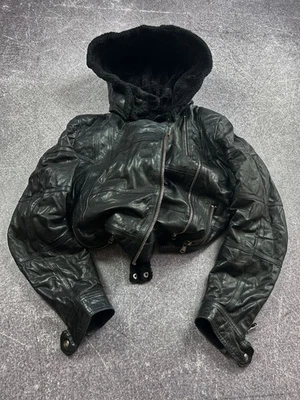 VTG STREETWEAR STYLE OPIUM LEATHER HOOD FUR JACKET 90S Y2K / Size S - Image 1 of 4