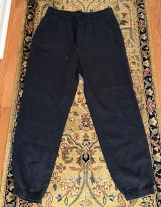 Athleta Retreat 100% Linen High Rise Jogger Pants Medium M Black drawstring - Picture 1 of 5