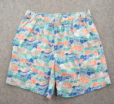 Shorts masculino The North Face pequeno azul estampa montanha prancha natação surf elástico - Imagem 1 de 4