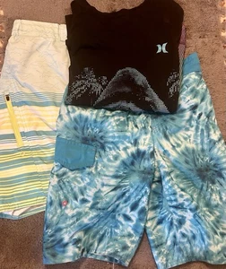 Boys L/G One New Bathing Suit, One Used Bathing Suit, One New Long Sleeve Tee - Picture 1 of 11
