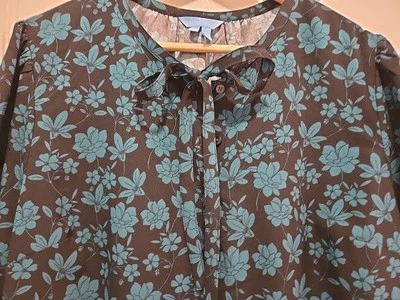 Draper James Womens  Tie Neck Flounce Shift Dress Plus Size 1X Blue Floral - Изображение 1 из 4