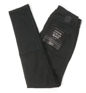 NUEVOS PANTALONES VAQUEROS CON CREMALLERA AJUSTADOS PLATO FOREVER NEGROS SIN DESVANECIMIENTO 24X28 - Imagen 1 de 5