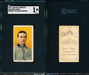 1909 T206 Frank Chance - Portrait Yellow Background - SGC 1 - Old Mill - HOF