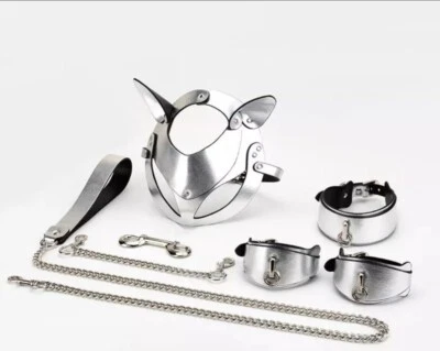 CONEJO PLATEADO BDSM BONDAGE LÁTIGO ESPOSAS CUELLO SUMISO CORREA Foto 1 de 3