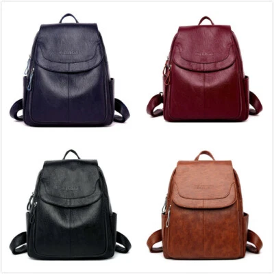 MARKENLOS DAMEN Stadt-City-RUCKSACK Schulter-Tasche Backpack Reise Urlaub bag Echtes Leder