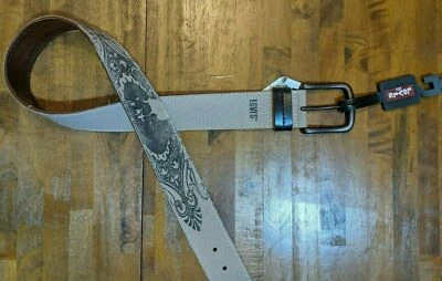 LEVI'S CINTURÓN GRABADO LONA/CUERO - HOMBRE Mediano M 34 - 36 (TOSTADO/MARRÓN) NUEVO NUEVO CON ETIQUETAS Foto 1 de 4
