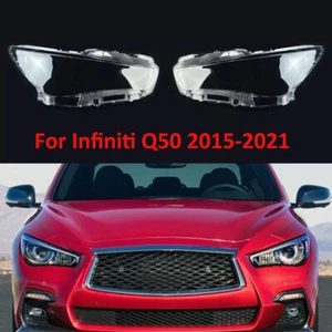 For 2015-2021 Infiniti Q50 Headlight Headlamp Lens Cover Clear Pair - Picture 1 of 6
