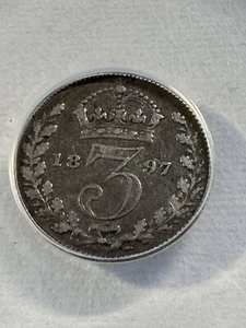 1897 Great Britain Silver 3 Pence Graded VF 20 by ANACS - Picture 1 of 4