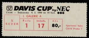 TICKET Davis Cup Czechoslovakia - Switzerland 1990 Korda Rosset Hlasek tennis - Picture 1 of 1