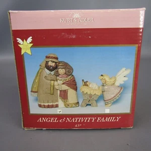 Figuras familiares de ángel y belén Kurt Adler 4" escena de pesebre de Navidad bebé Jesús - Imagen 1 de 11
