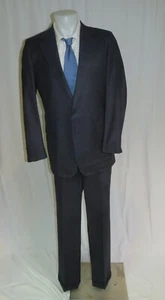 Chester Barrie Super 100 Blue Plaid Flannel Weight Vintage Two Button Suit 41L - Picture 1 of 15