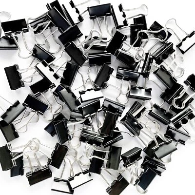 Paquete de 96 mini clips de carpeta (19 mm) abrazaderas de papel negras pequeñas de 3/4 pulgadas Foto 1 de 4