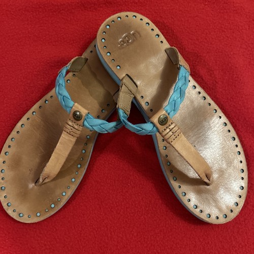 Sandali infradito UGG Bria blu turchese intrecciati pelle infradito taglia US 6