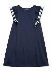 Polo Ralph Lauren Navy Girls Ruffled Stretch Ponte Dress L/G (12-14) NWT - Picture 1 of 2