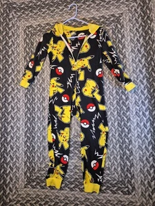 Pokemon Pikachu Hoodie Union Suit One Piece Pajamas Size 8 Boy Girl - Picture 1 of 4