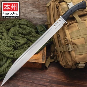 Honshu Boshin Seax Knife and Leather Belt Sheath - 7Cr13 Stainless Steel Blade - Picture 1 of 7