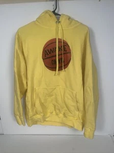Mens Awake New York NYC Basketball Logo Hoop Hoodie Sweatshirt Medium Yellow - Picture 1 of 3