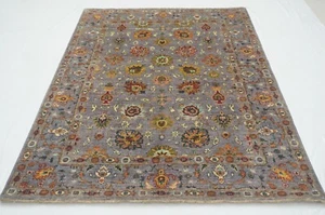 5 x 7 ft Gray Afghan Hand Knotted Veg dyes Wool Transitional Area Rug - Picture 1 of 20