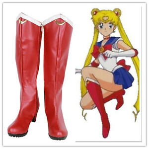 Hot Japanese Anime Sailor Moon Red Girls Cosplay shoes boots Custome Customized 
