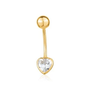 Belly Rings 14k Yellow Gold Navel Rings Simulated Diamond Barbell Stud Body Pier - Picture 1 of 9
