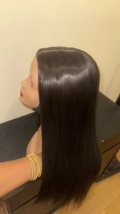 18 Inches Raw Donor Bone Straight Human hair blend Wig with Closure - Picture 1 of 6