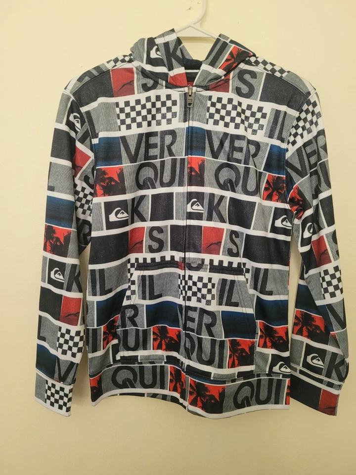 Nueva Chaqueta con Capucha Completa con Cremallera Retro Logo Quiksilver Juvenil Marrón Polar Niños M 12 Foto 1 de 2
