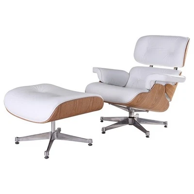 Eames Style Lounge Chair & Ottoman - Italian Leather – £450 Cash on Collection - Image 1 of 4