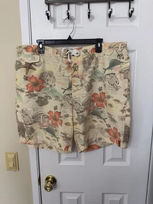 Tommy Bahama Bañador/Tabla Hombre 2XL Amarillo Floral Hawaiano Malla Forrado Foto 1 de 4