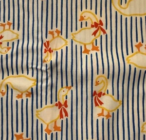 Unbranded Duck Goose Blue Stripe Fabric Country 45” BTY - Picture 1 of 2