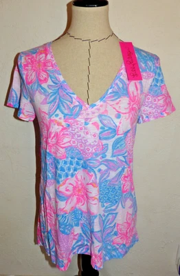 Camiseta tejida LILLY PULITZER Damas Etta Cuello en V TORTUGA FRÁGIL Talla Pequeña Nueva con Etiquetas Foto 1 de 4