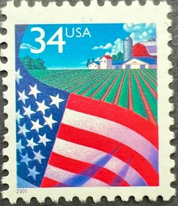 Scott#: 3469 - Flag over Farm 34¢ 2001 AP Perf 11¼ single stamp MNHOG - Picture 1 of 1