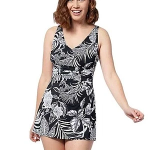 Denim & Co. Beach V-Neck Wrap Front Swim Dress 20W (plus ) (1001) - Picture 1 of 8