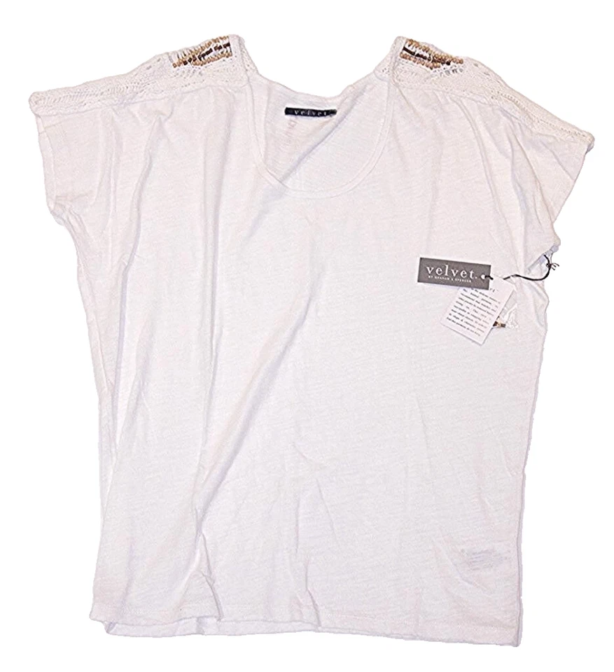 Top de algodón VELVET by Graham & Spencer CROCHET hombros BLANCO ROTO (M) Foto 1 de 1