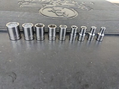 #bd721 Blue-Point 1/4" Drive 9pc 6pt Shallow Socket Set 3/16" 9/16” - Image 1 of 4