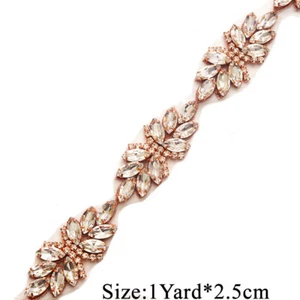 Bling Rhinestone Wedding Belt Craft Crystal Costume Dress Beaded Flower Applique - Picture 1 of 4