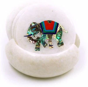Marble Tea coaster set semi precious stones inlay Art Handmade Work - Picture 1 of 3