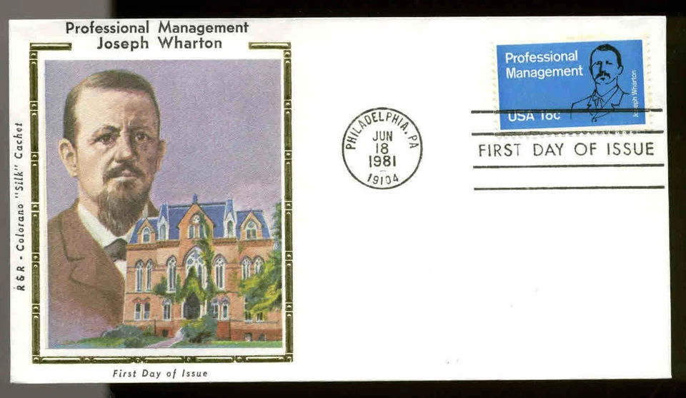 US FDC #1920 R & R Colorano "Silk" Cachet Philadelphia, PA Management Wharton - Image 1 of 1