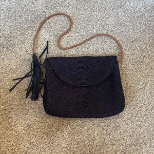 Mar Y Sol Leah Shoulder Bag Purse Raffia Navy Tassel Braided Strap beach - Picture 1 of 6