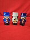 3 HARRY LONDON NUTCRACKER TOY SOLDIER METAL TINS CONTAINERS CHRISTMAS BLUE NAVY