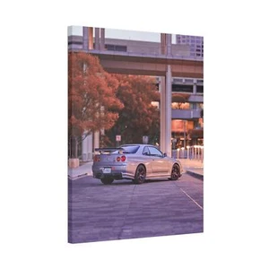 Nissan GTR R34 Skyline High Resolution Museum Quality Vertical Automotive Canvas - Picture 1 of 10